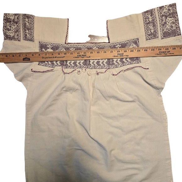 Vtg Mexican Huipil Dress Hand Embroidered Horse on Rider Oaxacan Tunic Pockets - Picture 9 of 13